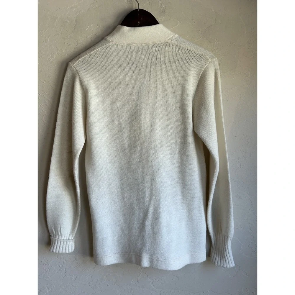 Vintage‎ 50s 60s Lamb Knit Varsity Letterman Cardigan Sweater S White H Patch